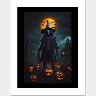 Pumpkins And The Skeleton Posters and Art